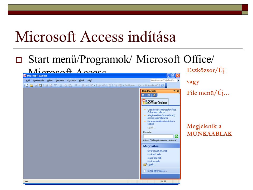 Microsoft Access indítása