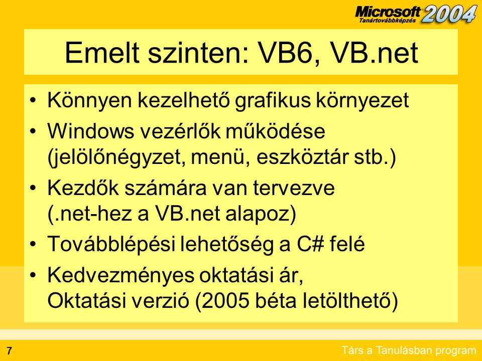 Emelt szinten: VB6, VB.net