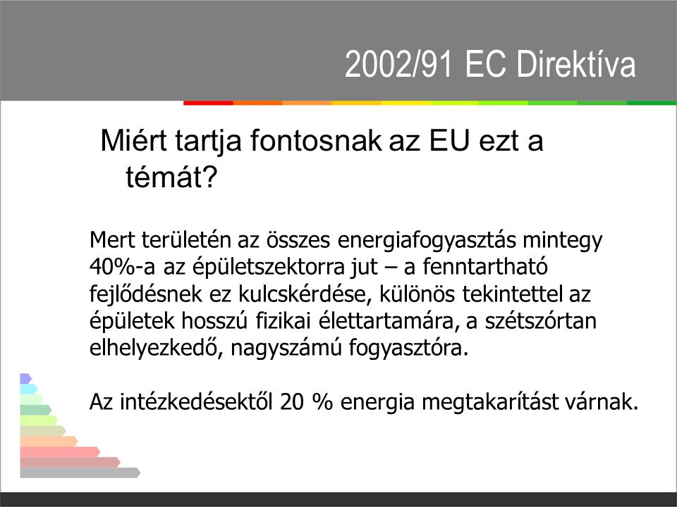 2002/91 EC Direktíva Miért tartja fontosnak az EU ezt a témát