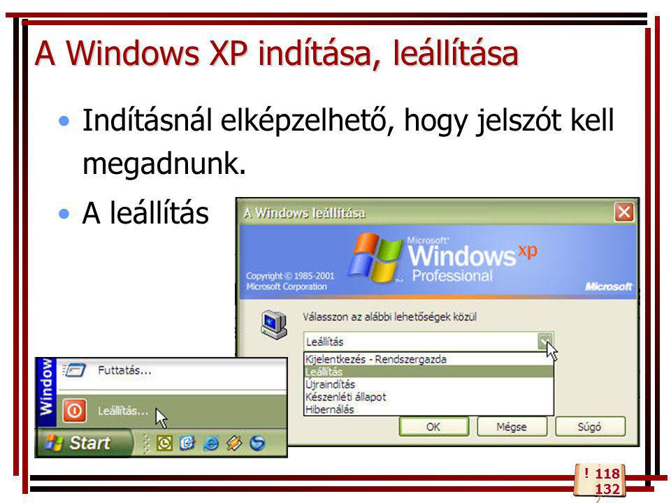 A Windows XP indítása, leállítása