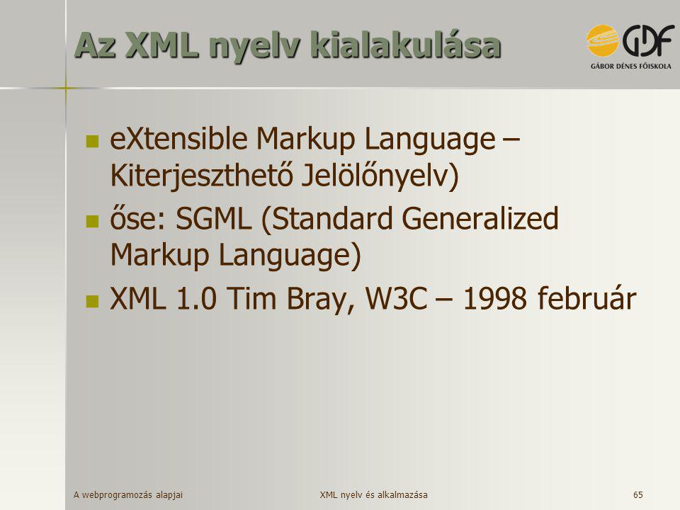 Az XML nyelv kialakulása