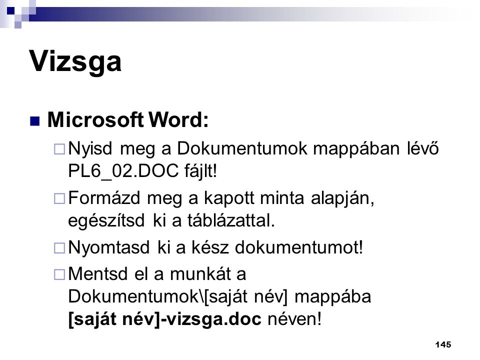 Vizsga Microsoft Word: