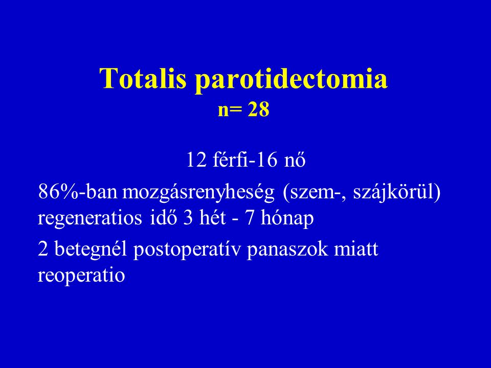 Totalis parotidectomia n= 28