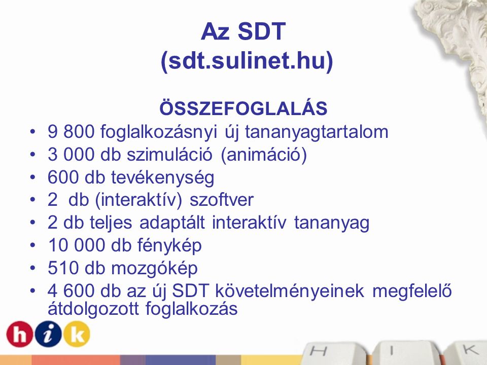 Az SDT (sdt.sulinet.hu) ÖSSZEFOGLALÁS