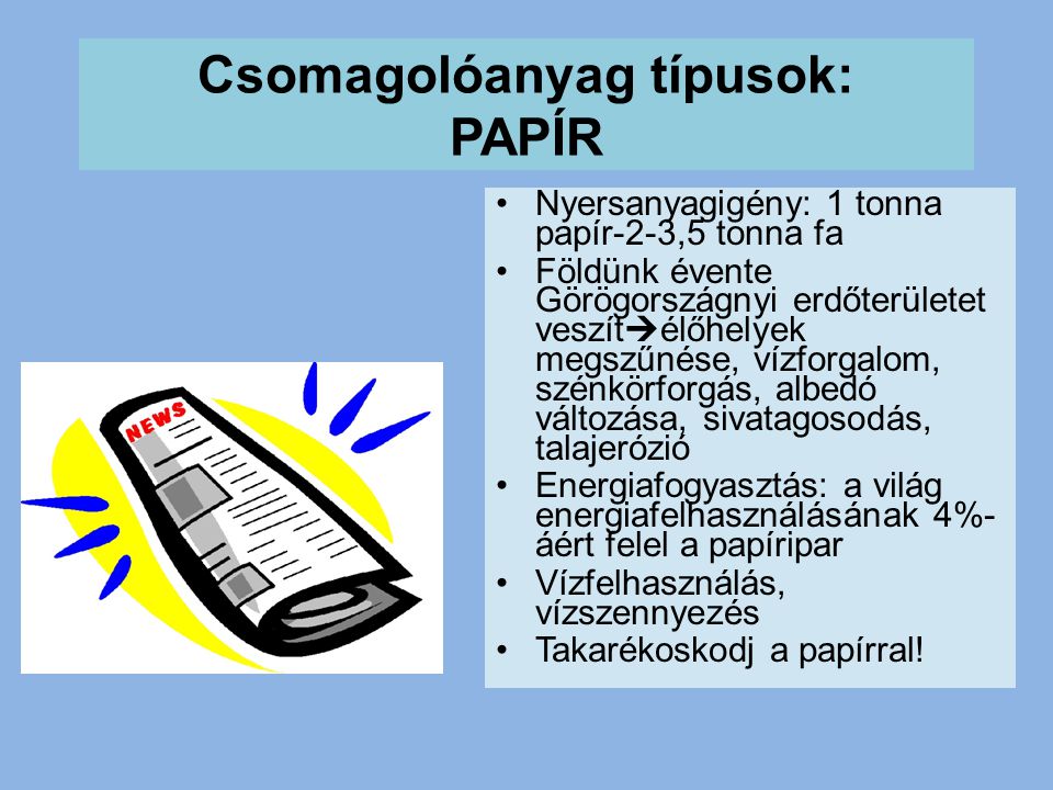 Csomagolóanyag típusok: PAPÍR