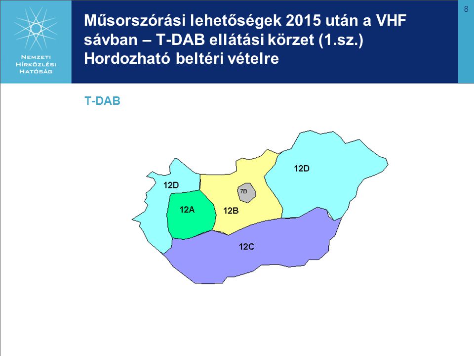 Műsorszórási lehetőségek 2015 után a VHF sávban – T-DAB ellátási körzet (1.sz.) Hordozható beltéri vételre