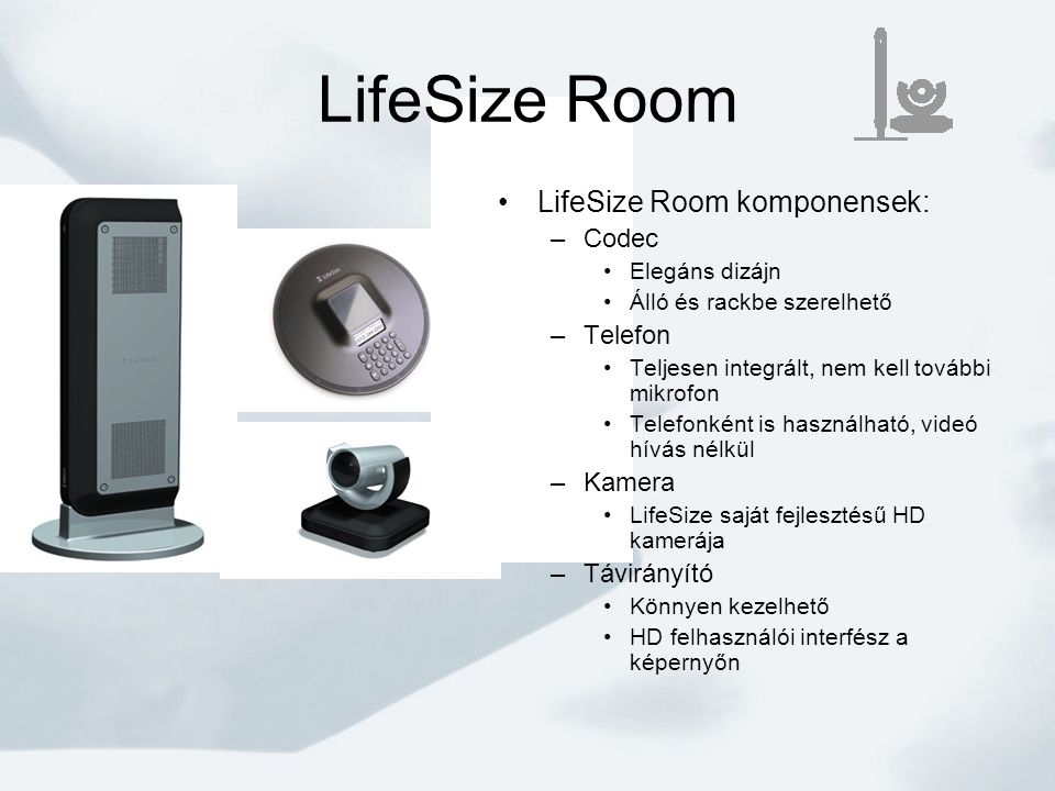 LifeSize Room LifeSize Room komponensek: Codec Telefon Kamera