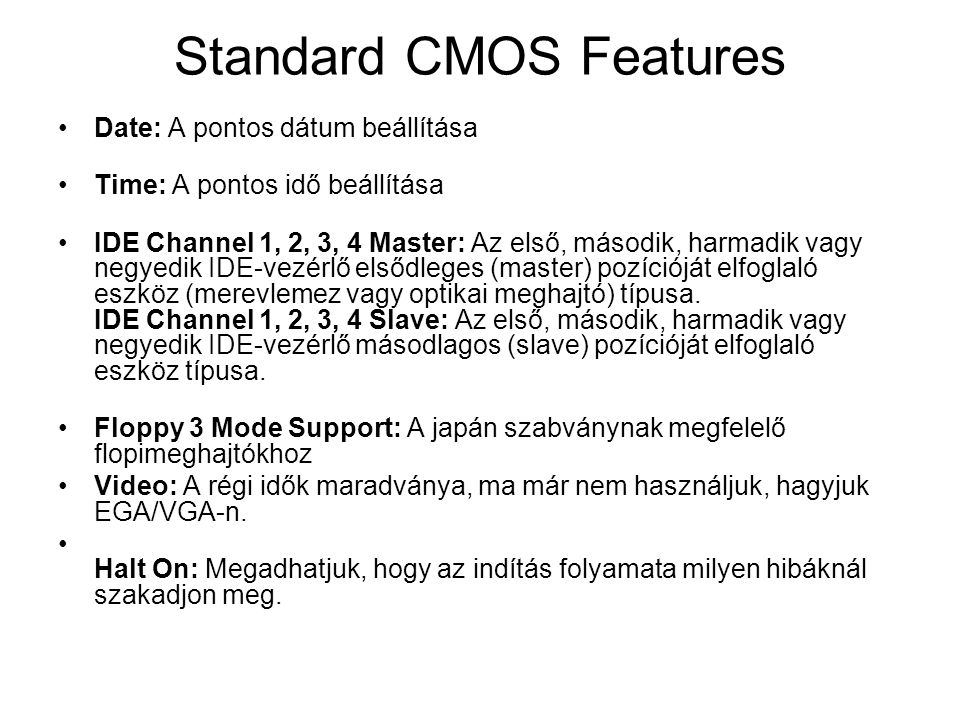 Standard CMOS Features