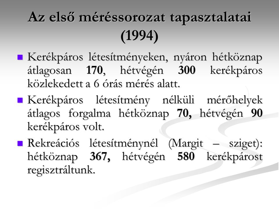 Az első méréssorozat tapasztalatai (1994)