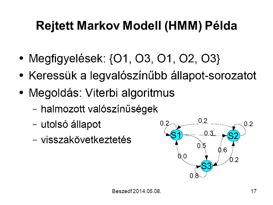 Rejtett Markov Modell (HMM) Példa
