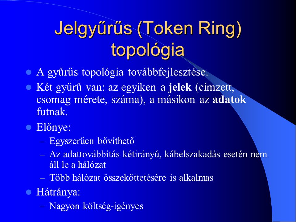 Jelgyűrűs (Token Ring) topológia