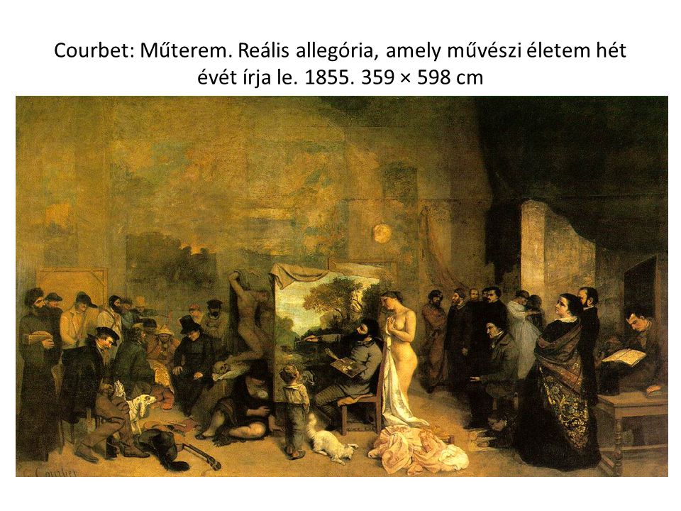 Courbet: Műterem. Reális allegória, amely művészi életem hét évét írja le × 598 cm