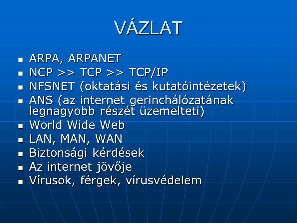 VÁZLAT ARPA, ARPANET NCP >> TCP >> TCP/IP