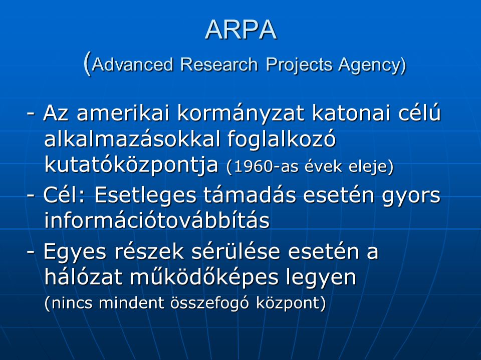ARPA (Advanced Research Projects Agency)