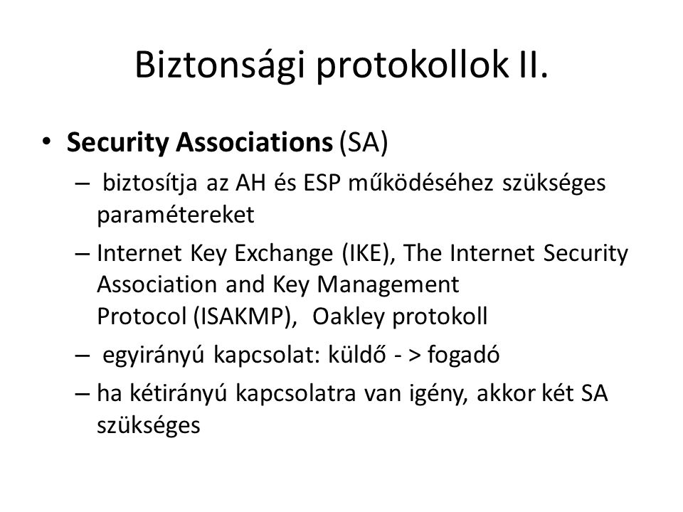 Biztonsági protokollok II.