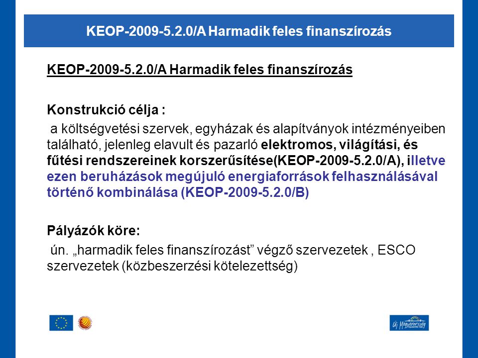 KEOP /A Harmadik feles finanszírozás