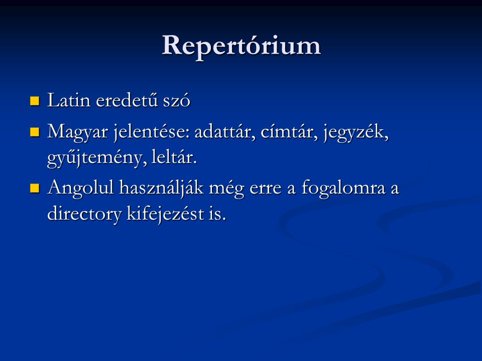 Repertórium Latin eredetű szó