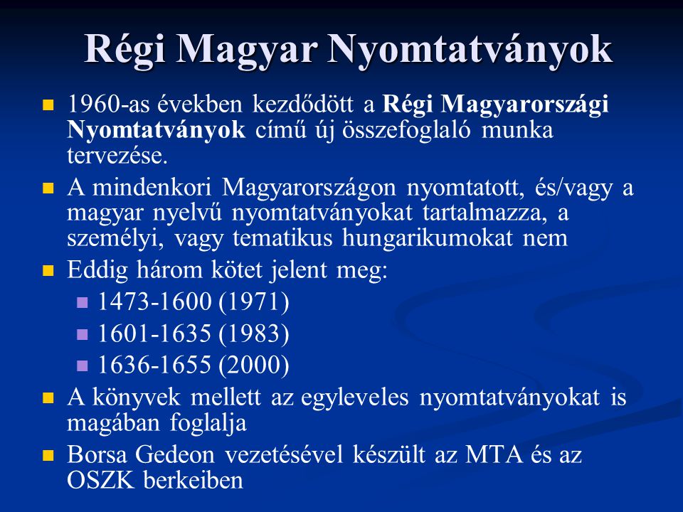 Régi Magyar Nyomtatványok