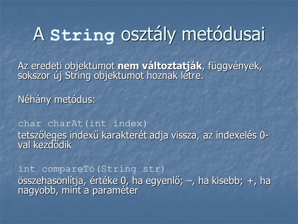 A String osztály metódusai