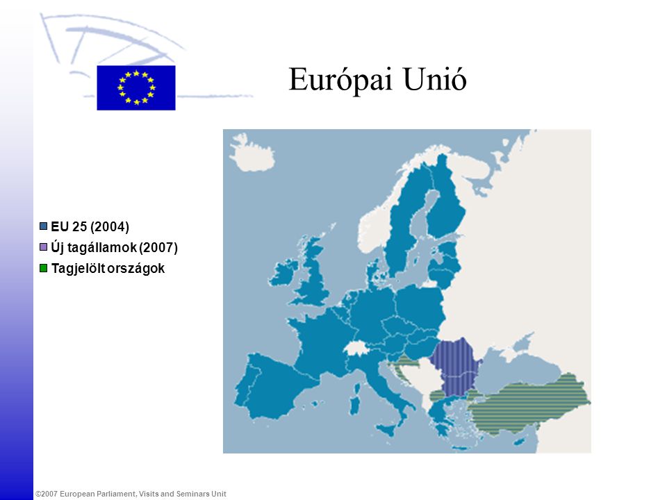 Európai Unió EU 25 (2004) Új tagállamok (2007) Tagjelölt országok
