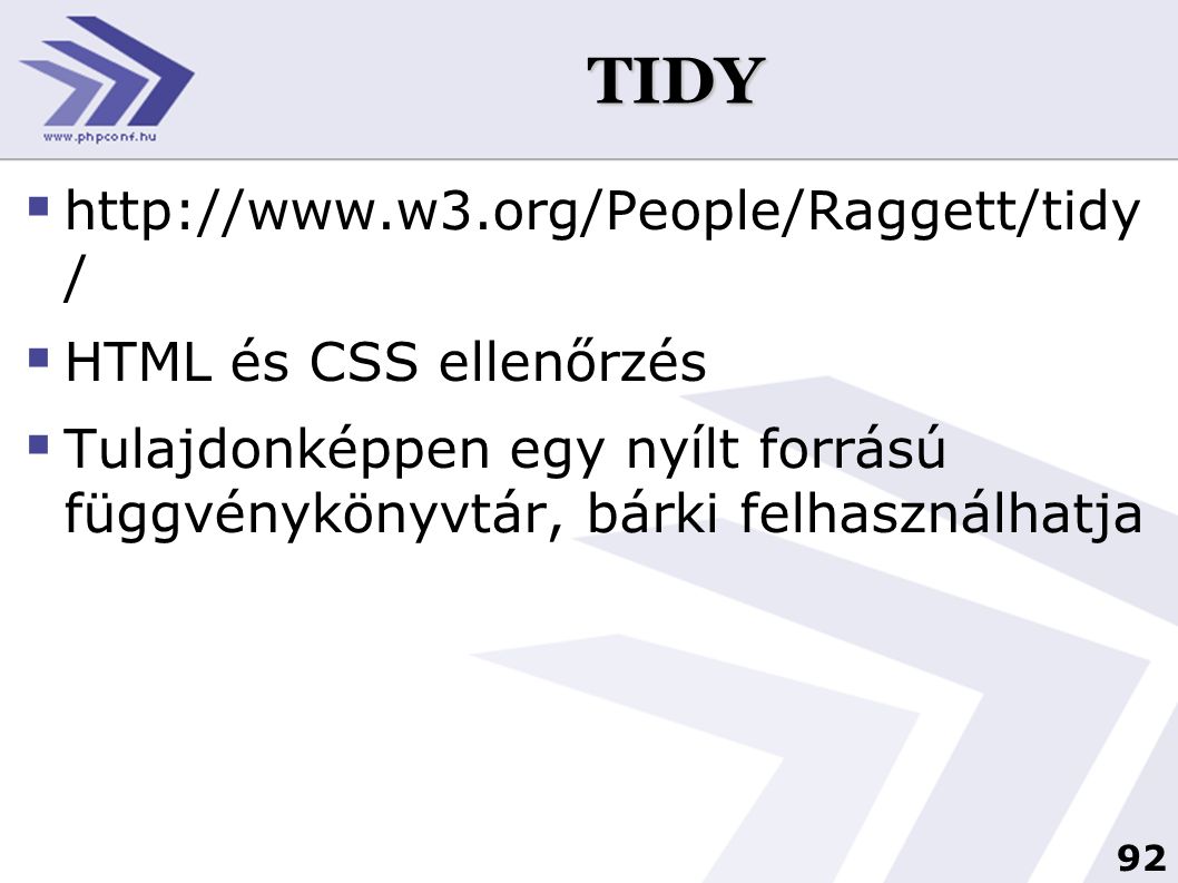 TIDY   / HTML és CSS ellenőrzés