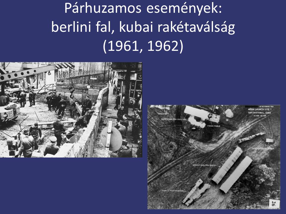 Párhuzamos események: berlini fal, kubai rakétaválság (1961, 1962)