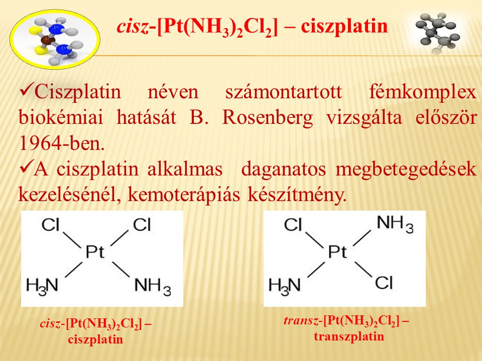 cisz-[Pt(NH3)2Cl2] – ciszplatin cisz-[Pt(NH3)2Cl2] –ciszplatin