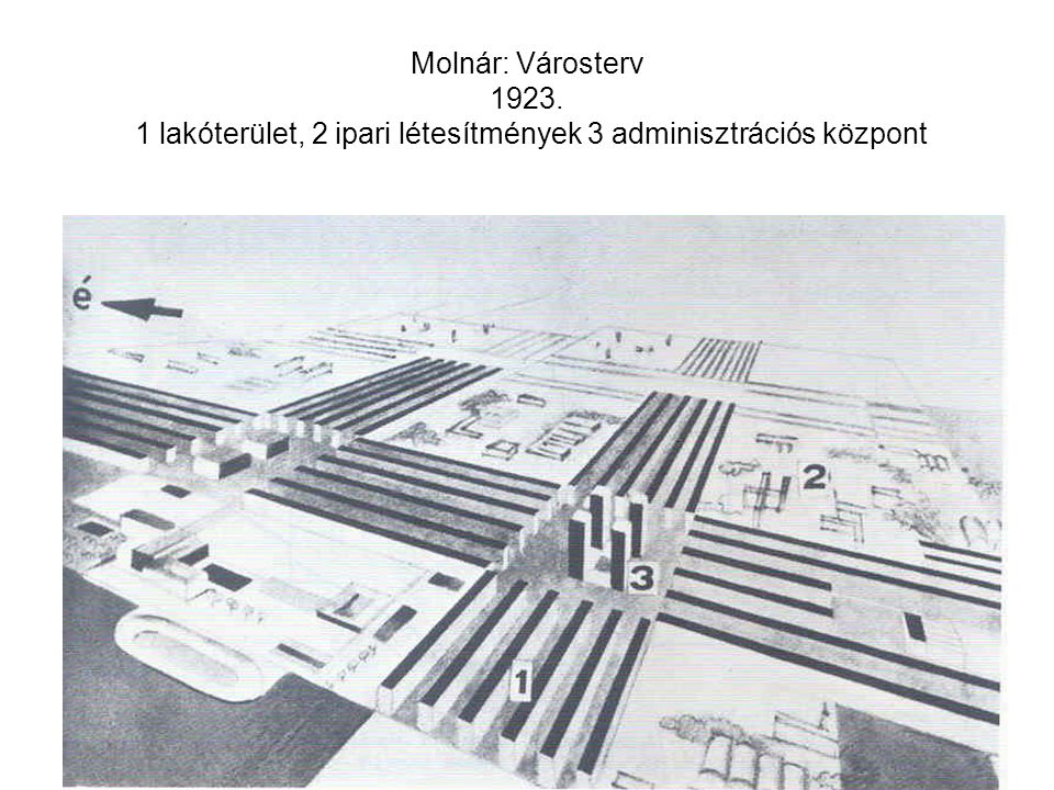 Molnár: Városterv lakóterület, 2 ipari létesítmények 3 adminisztrációs központ