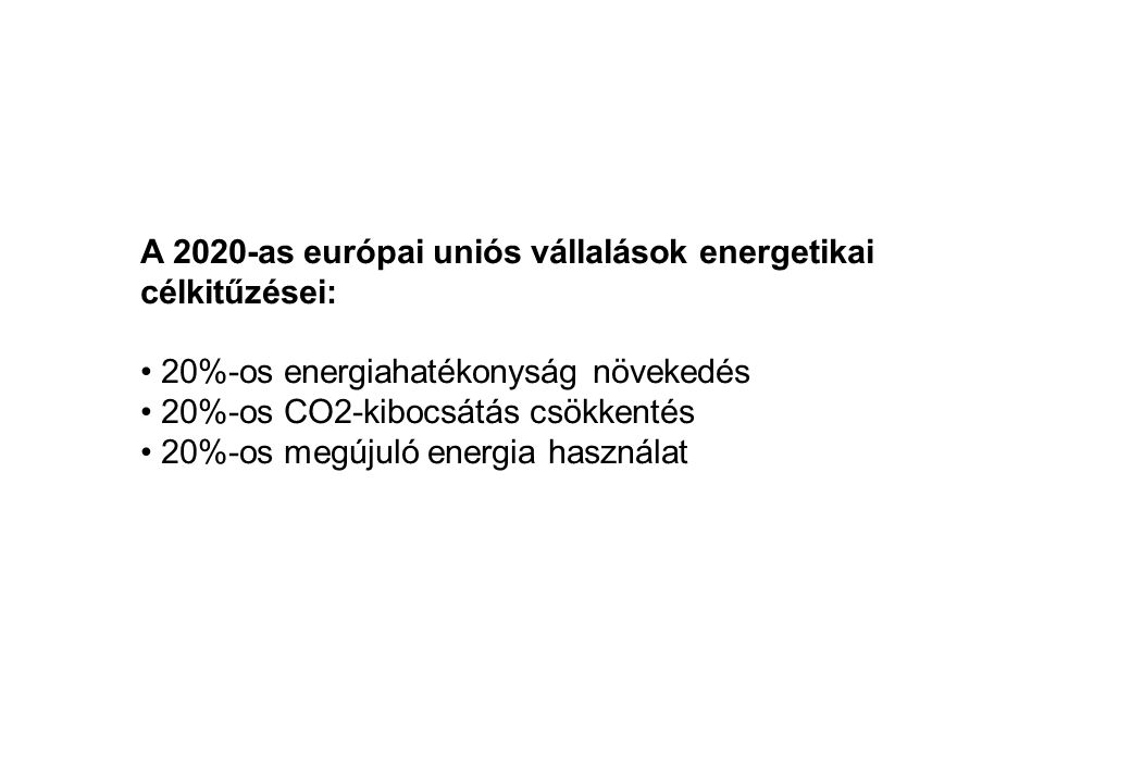 A 2020-as európai uniós vállalások energetikai célkitűzései: