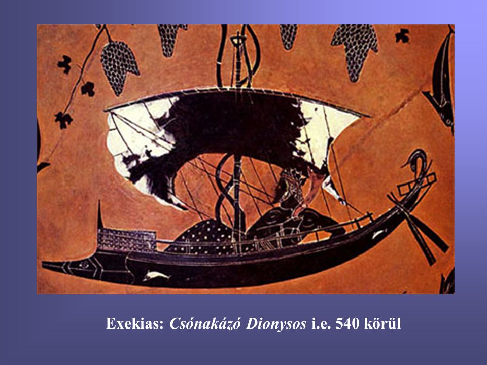 Exekias: Csónakázó Dionysos i.e. 540 körül