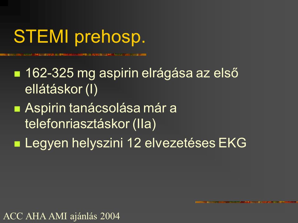 STEMI prehosp mg aspirin elrágása az első ellátáskor (I)
