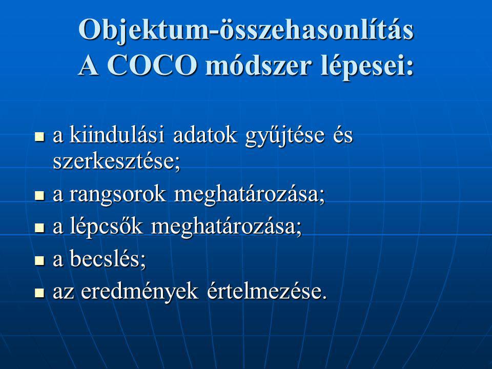 Objektum-összehasonlítás A COCO módszer lépesei: