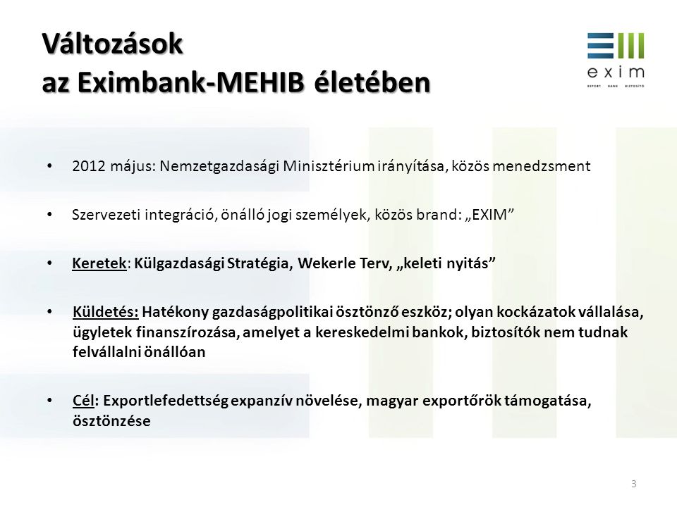 Változások az Eximbank-MEHIB életében