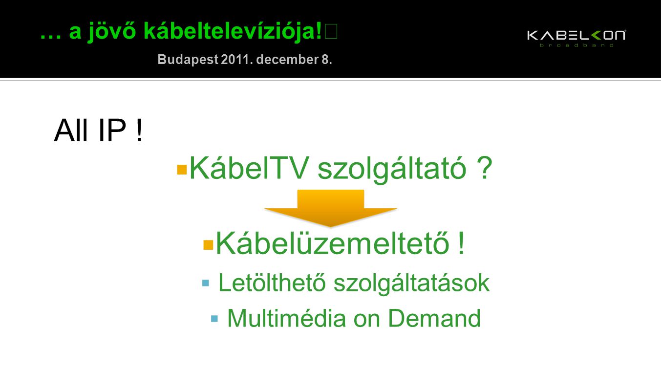 … a jövő kábeltelevíziója! Budapest december 8.