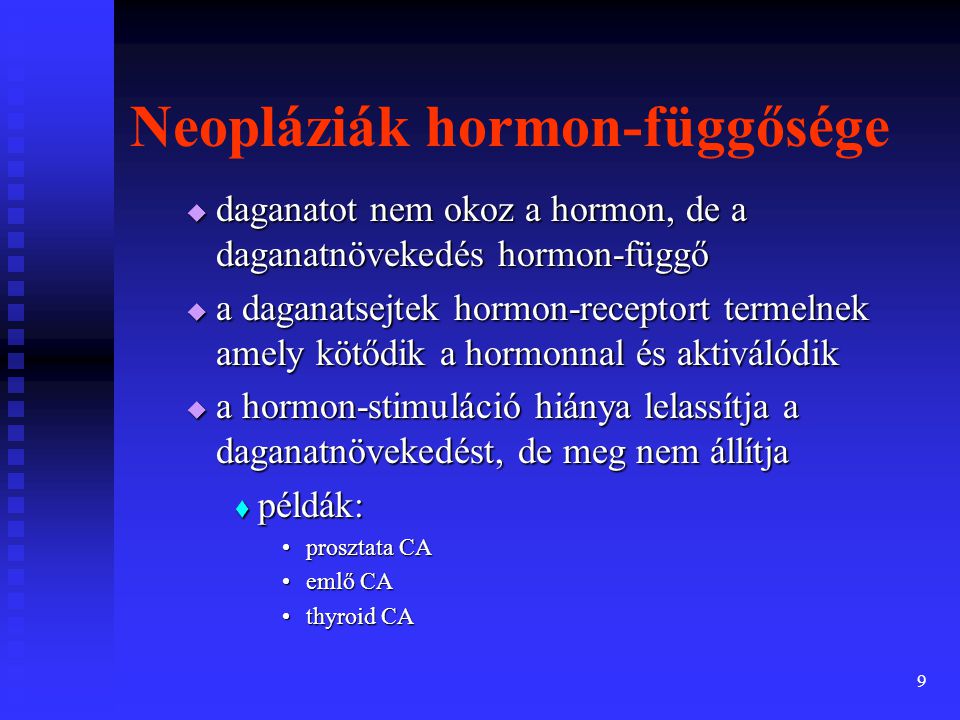 Neopláziák hormon-függősége