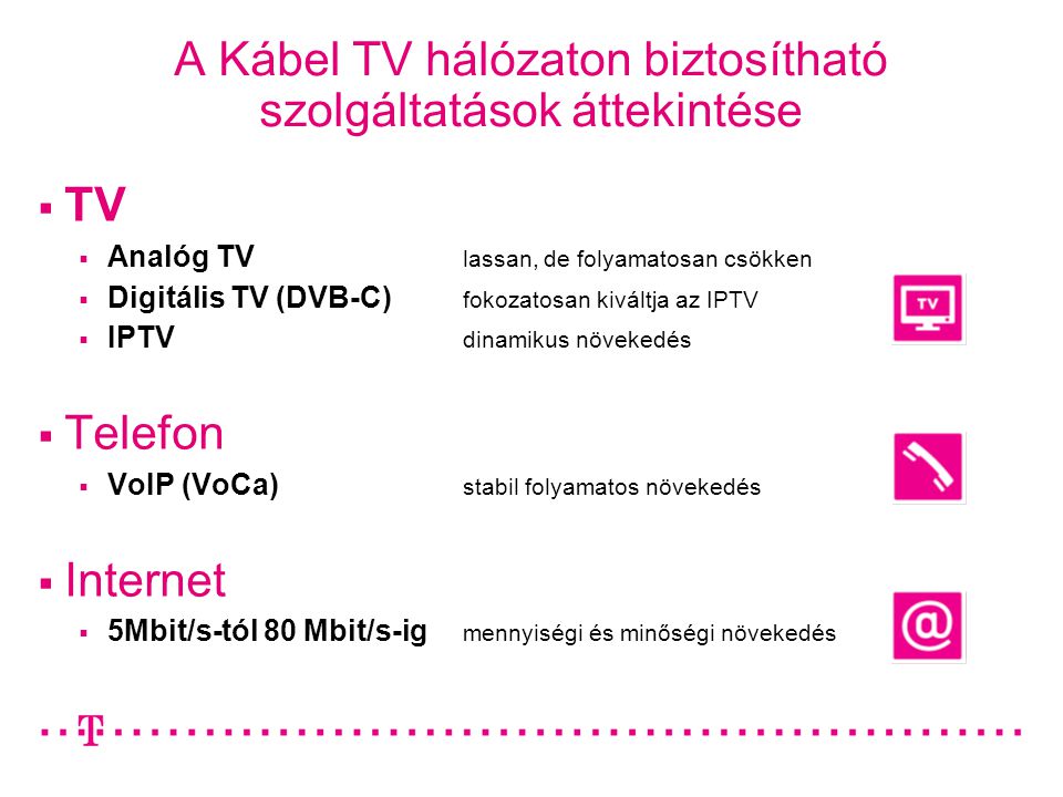 A Kábel TV hálózaton biztosítható szolgáltatások áttekintése
