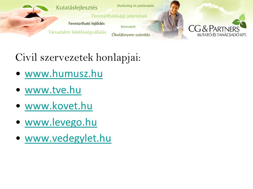 Civil szervezetek honlapjai: