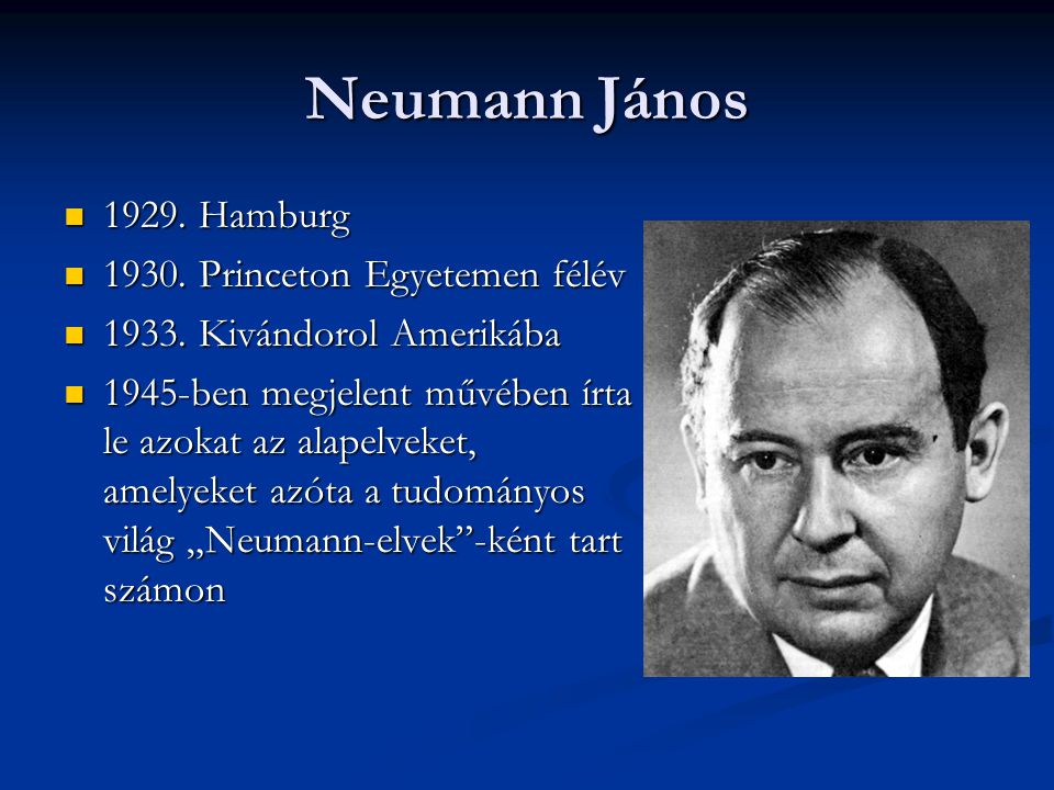 Neumann János Hamburg Princeton Egyetemen félév