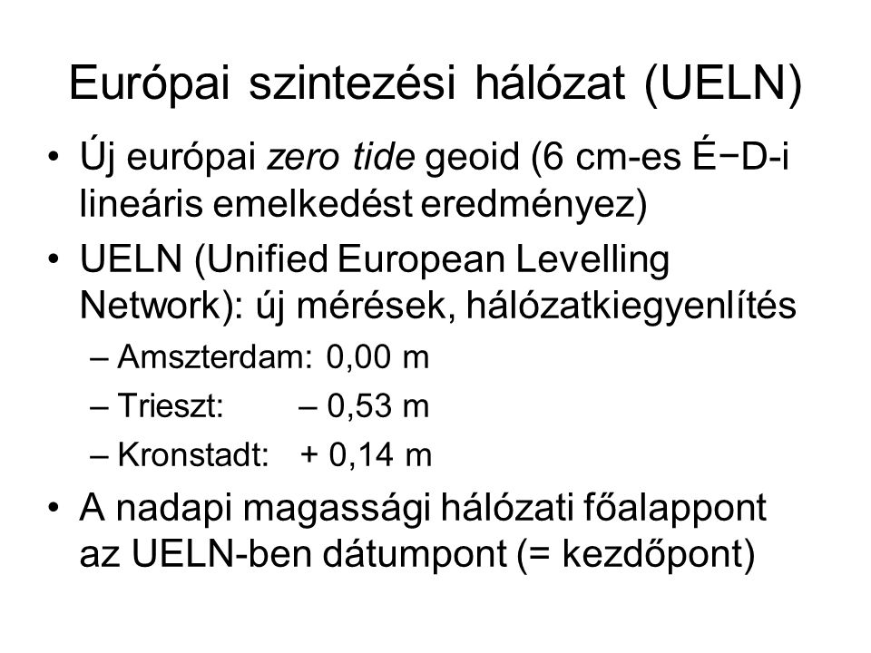 Európai szintezési hálózat (UELN)