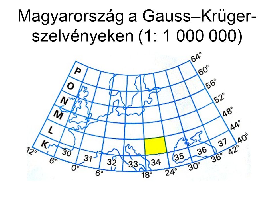 Magyarország a Gauss–Krüger-szelvényeken (1: )