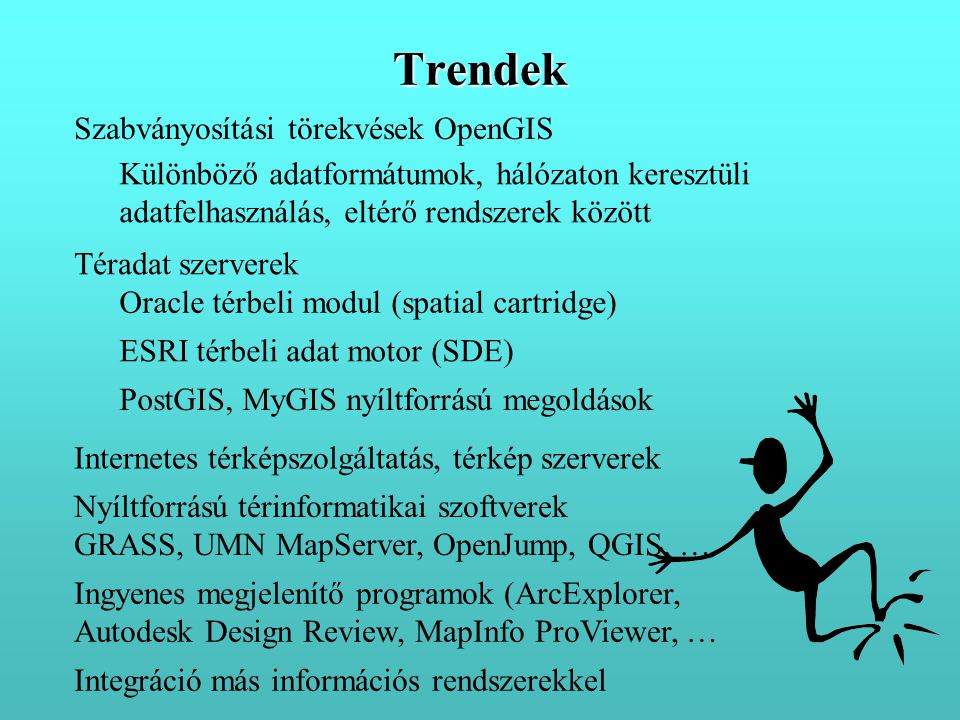 Trendek Szabványosítási törekvések OpenGIS