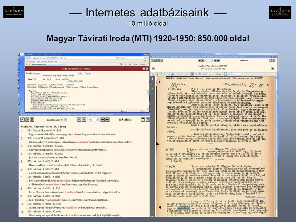 Magyar Távirati Iroda (MTI) : oldal