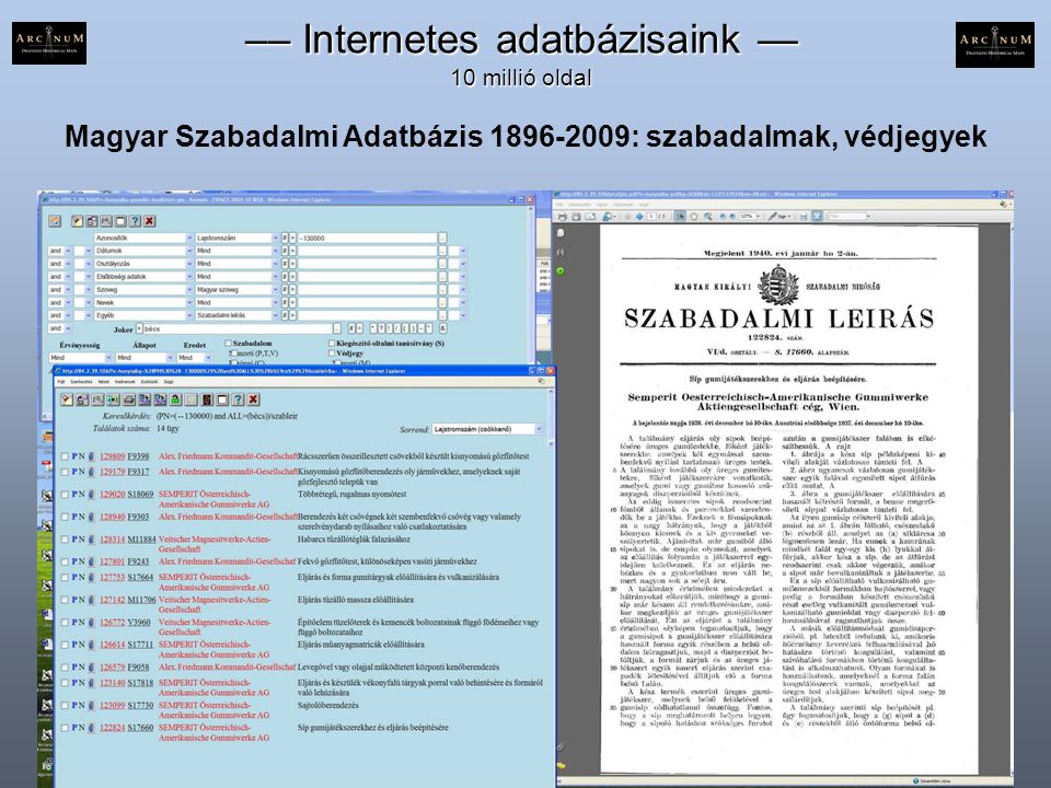 Magyar Szabadalmi Adatbázis : szabadalmak, védjegyek