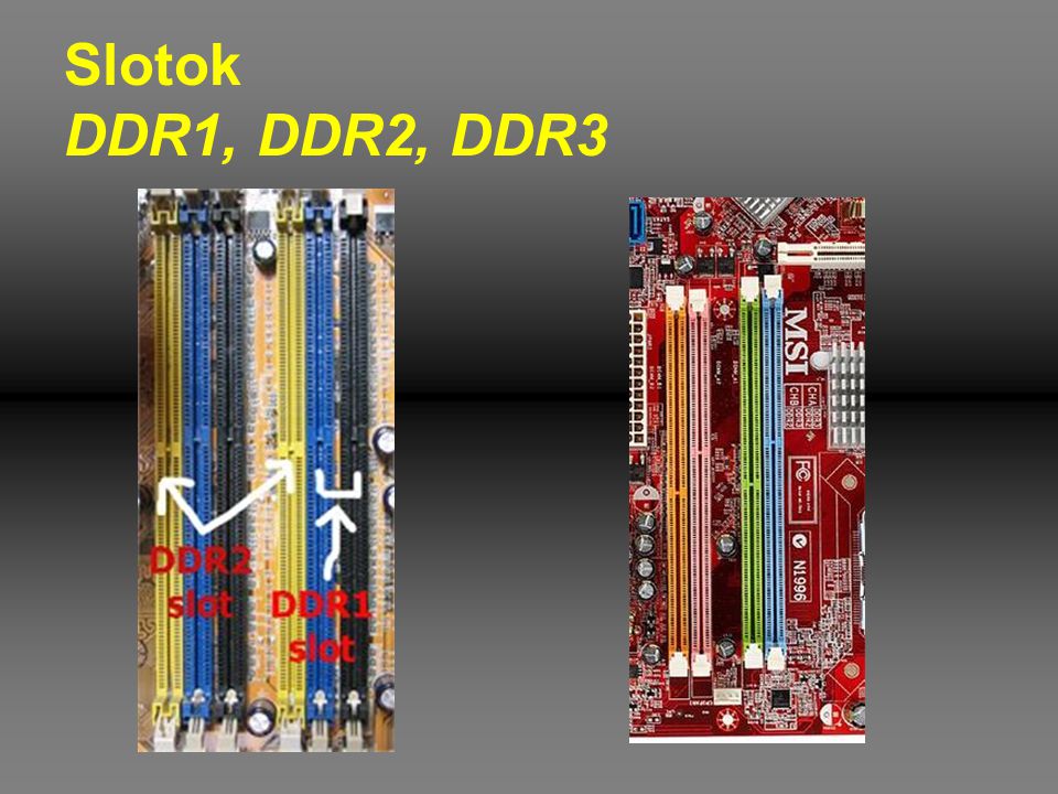 Slotok DDR1, DDR2, DDR3