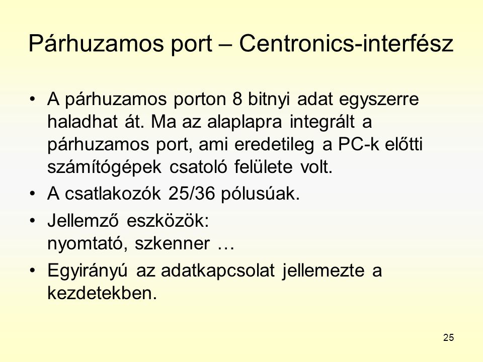Párhuzamos port – Centronics-interfész