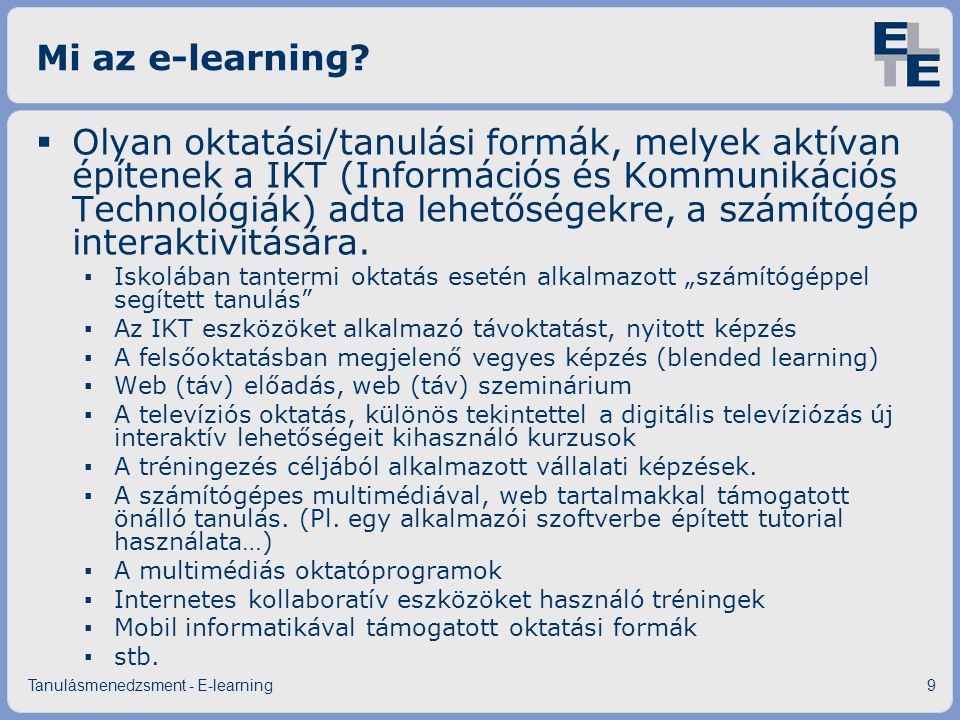 Mi az e-learning