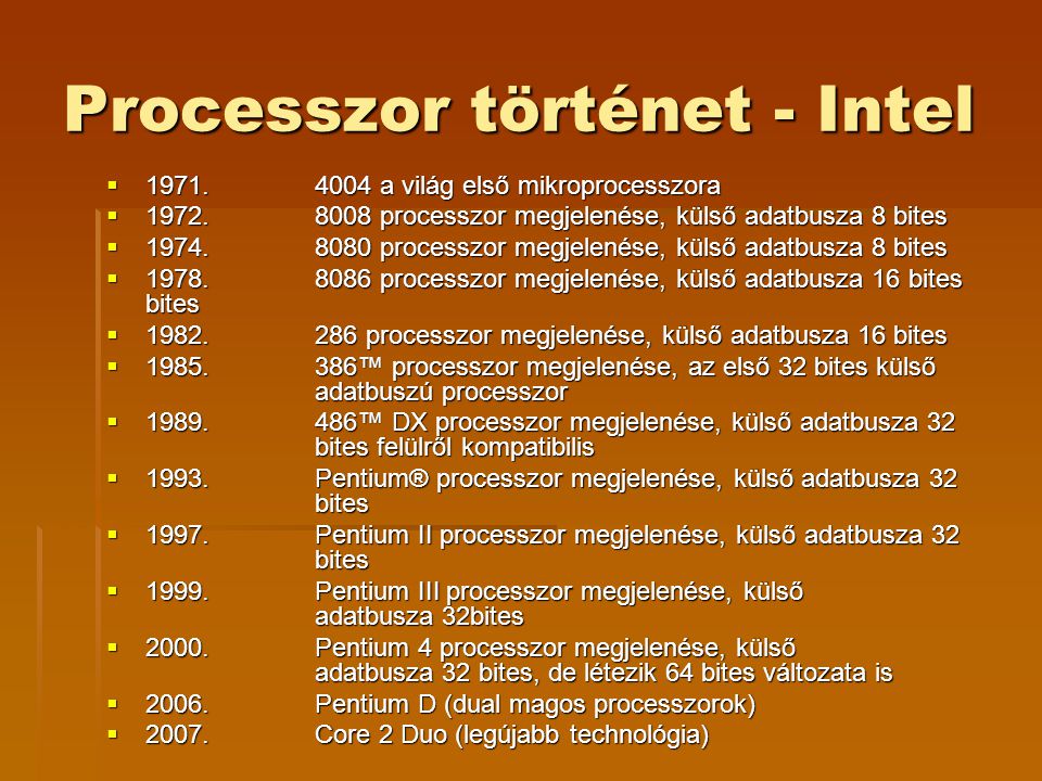 Processzor történet - Intel