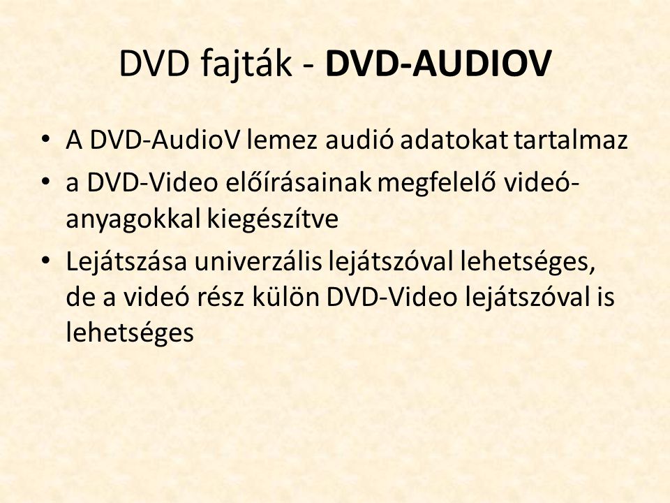 DVD fajták - DVD-AUDIOV