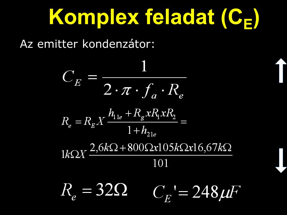 Komplex feladat (CE) Az emitter kondenzátor: