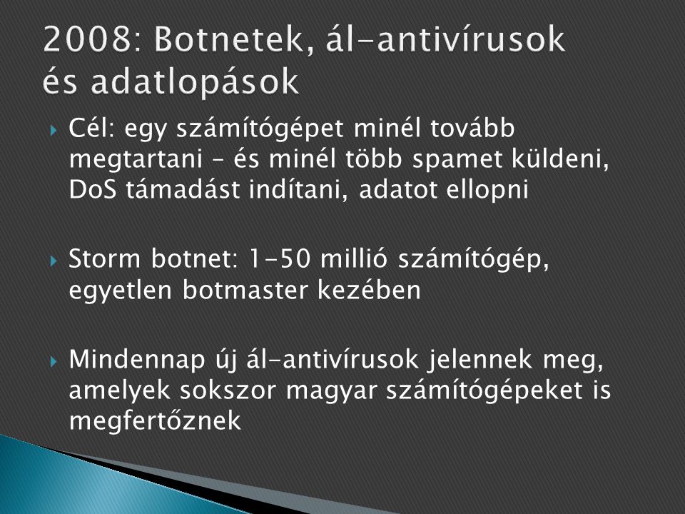 2008: Botnetek, ál-antivírusok és adatlopások